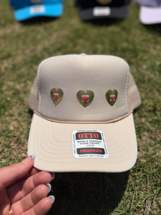 Tan & pink concho hat