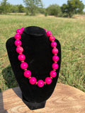 The queen pink with gold saucers necklace - 16”
