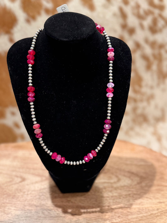 18” Pink & Sterling Silver Pearls