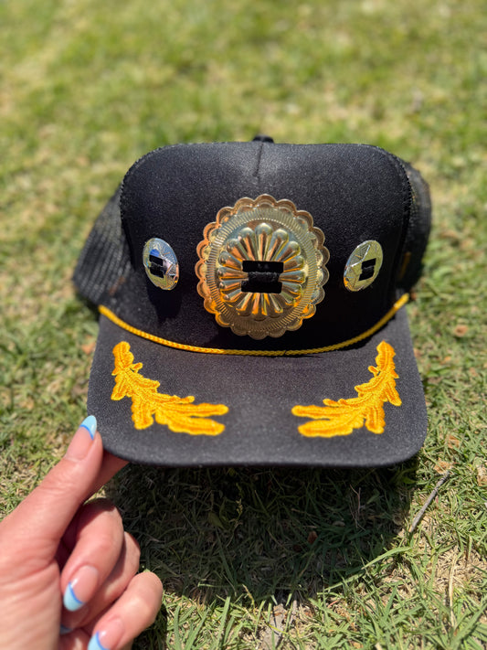 Black, gold & silver concho hat