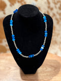 16” Blue & Sterling Silver Pearls