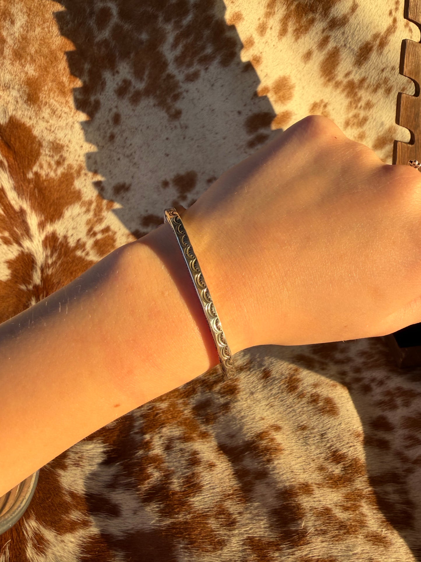 Silver stamped cuff