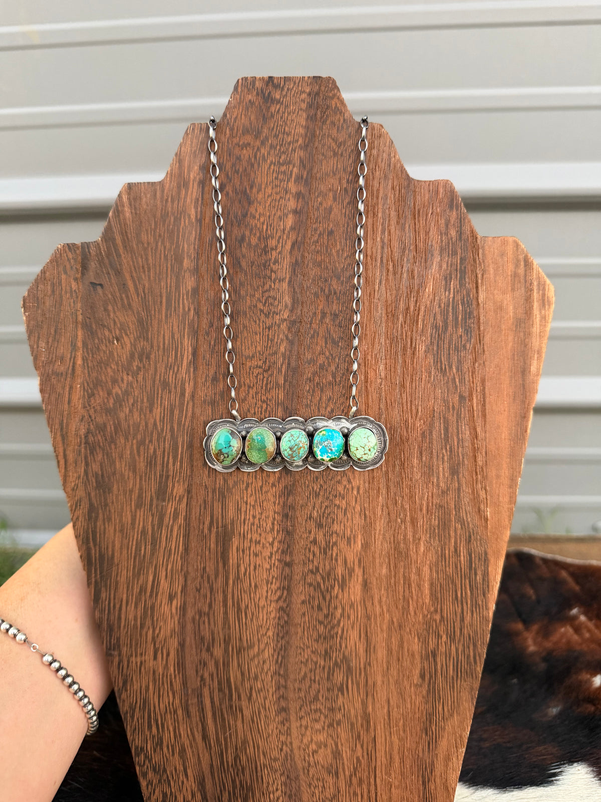 Sonoran Gold Turq Bar necklace