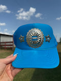 Blue, silver concho