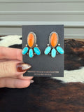 Spiny oyster & turquoise earrings