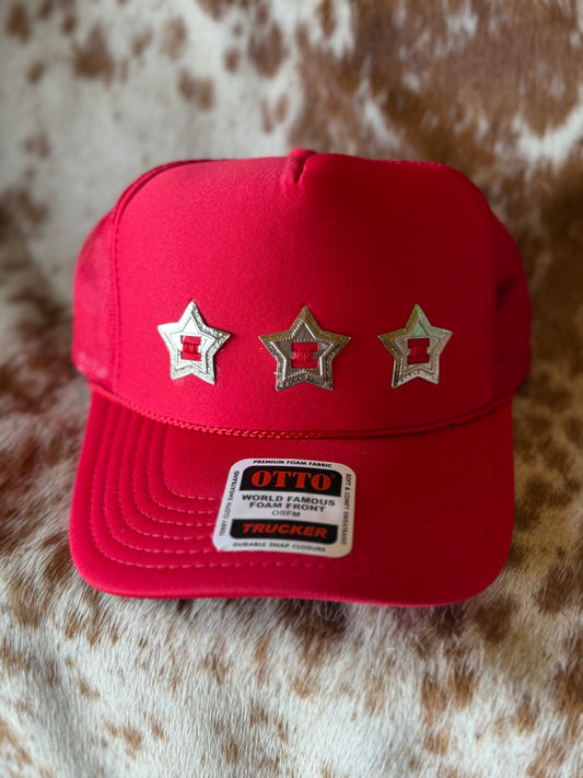 Red star concho hat