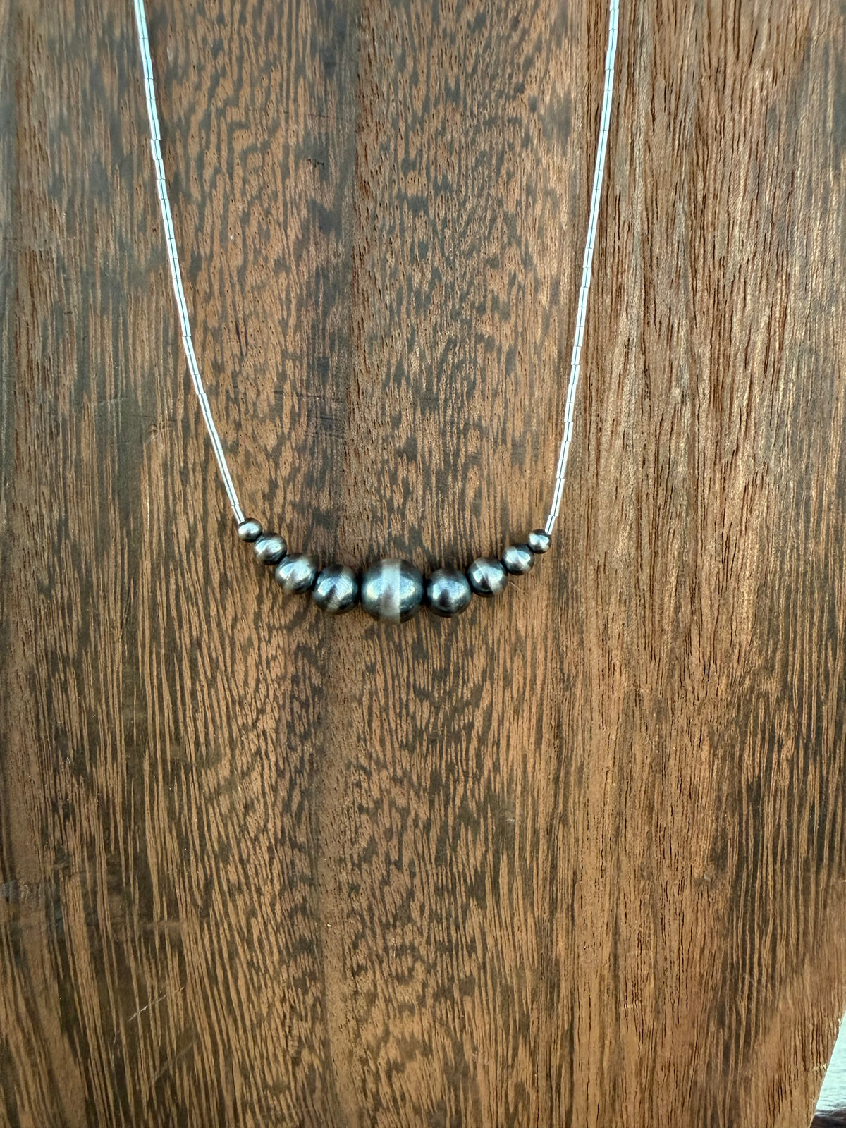 Graduated silver pearl necklace