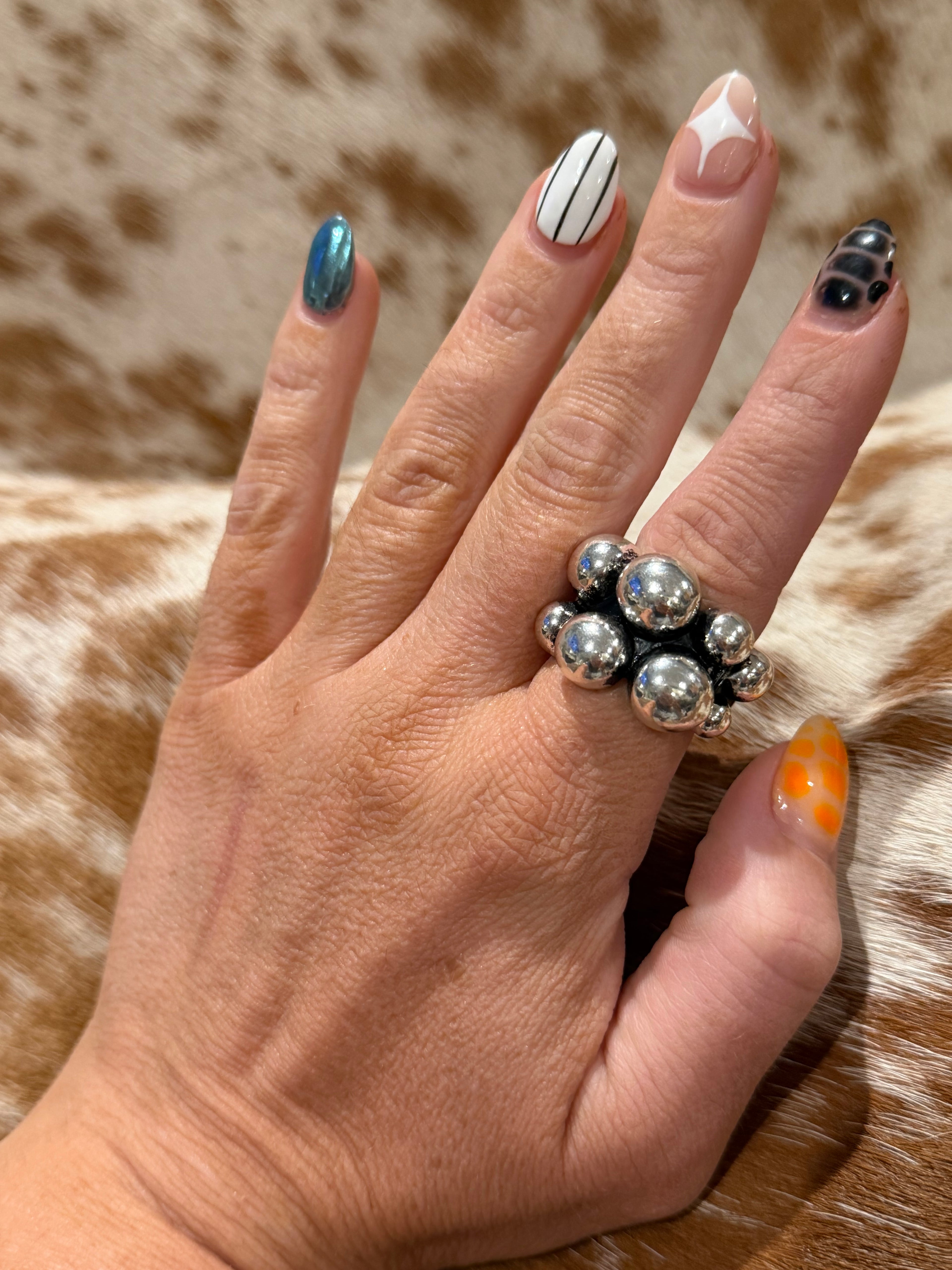 Silver studded ring