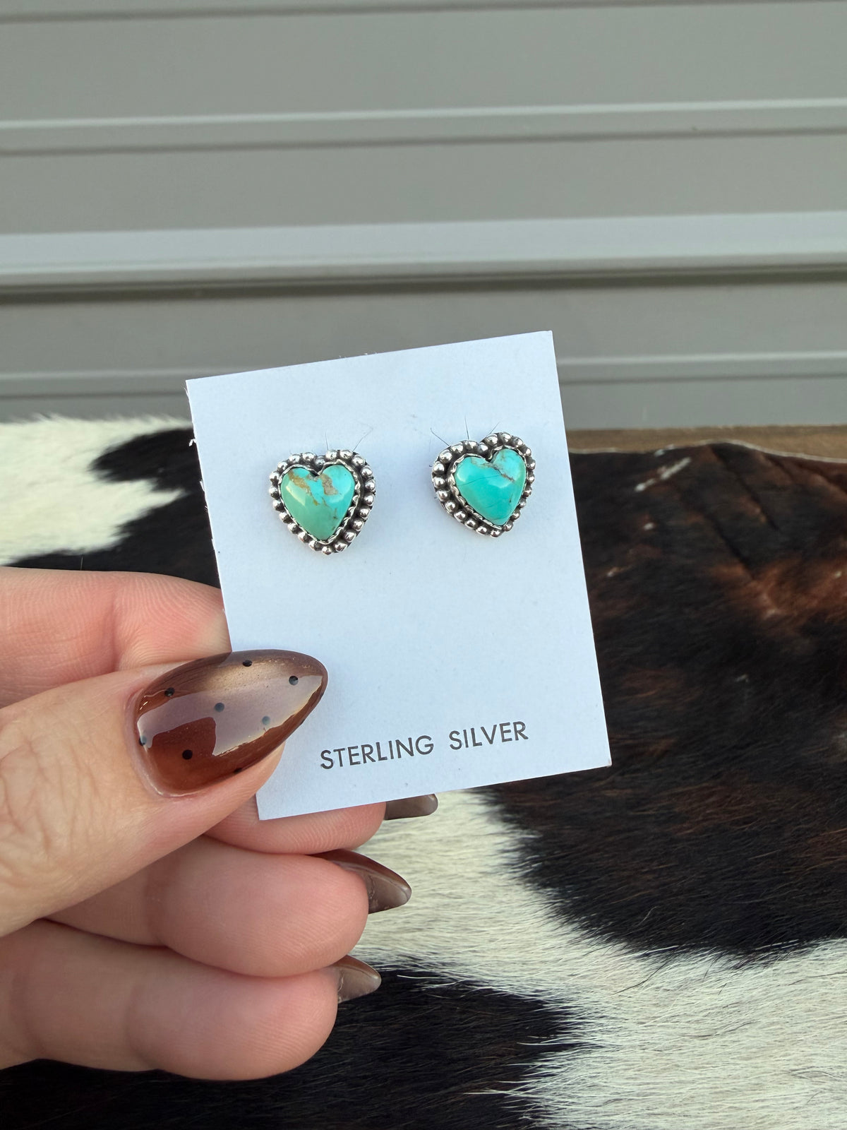 Kingman turq heart studs