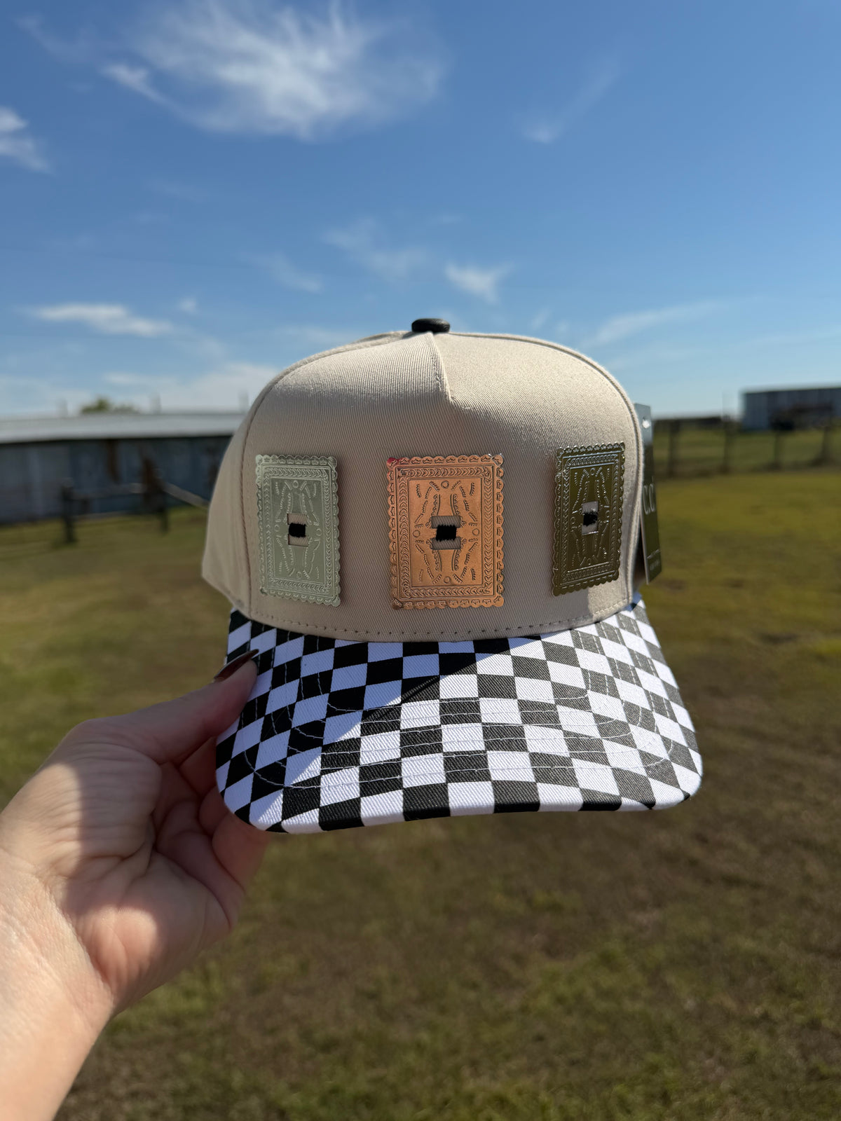 Black & white checkered hat