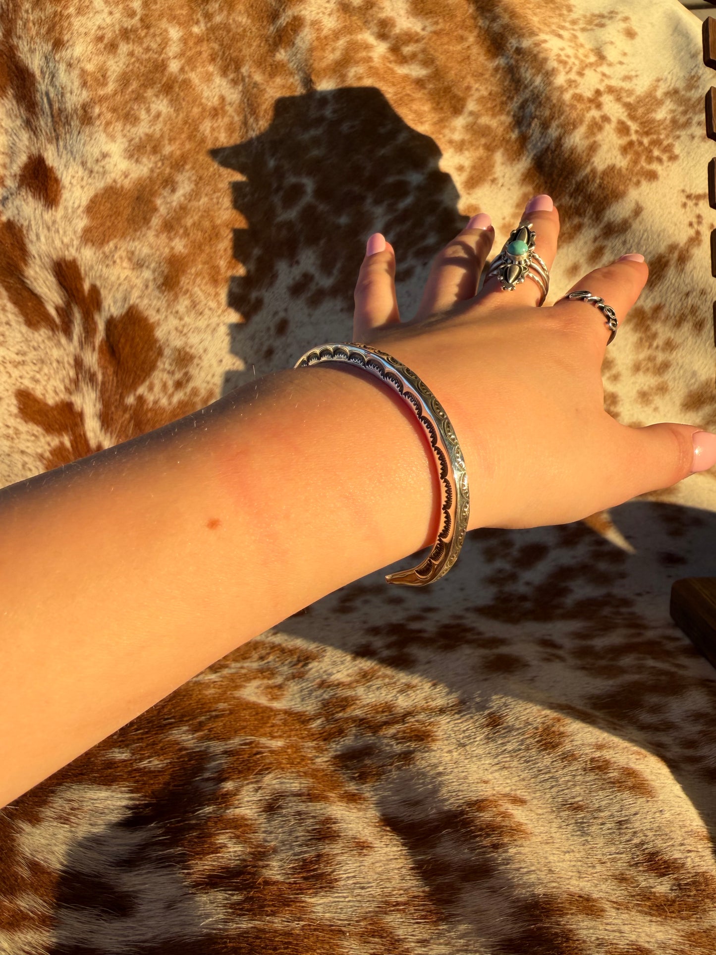 Silver stamped cuff