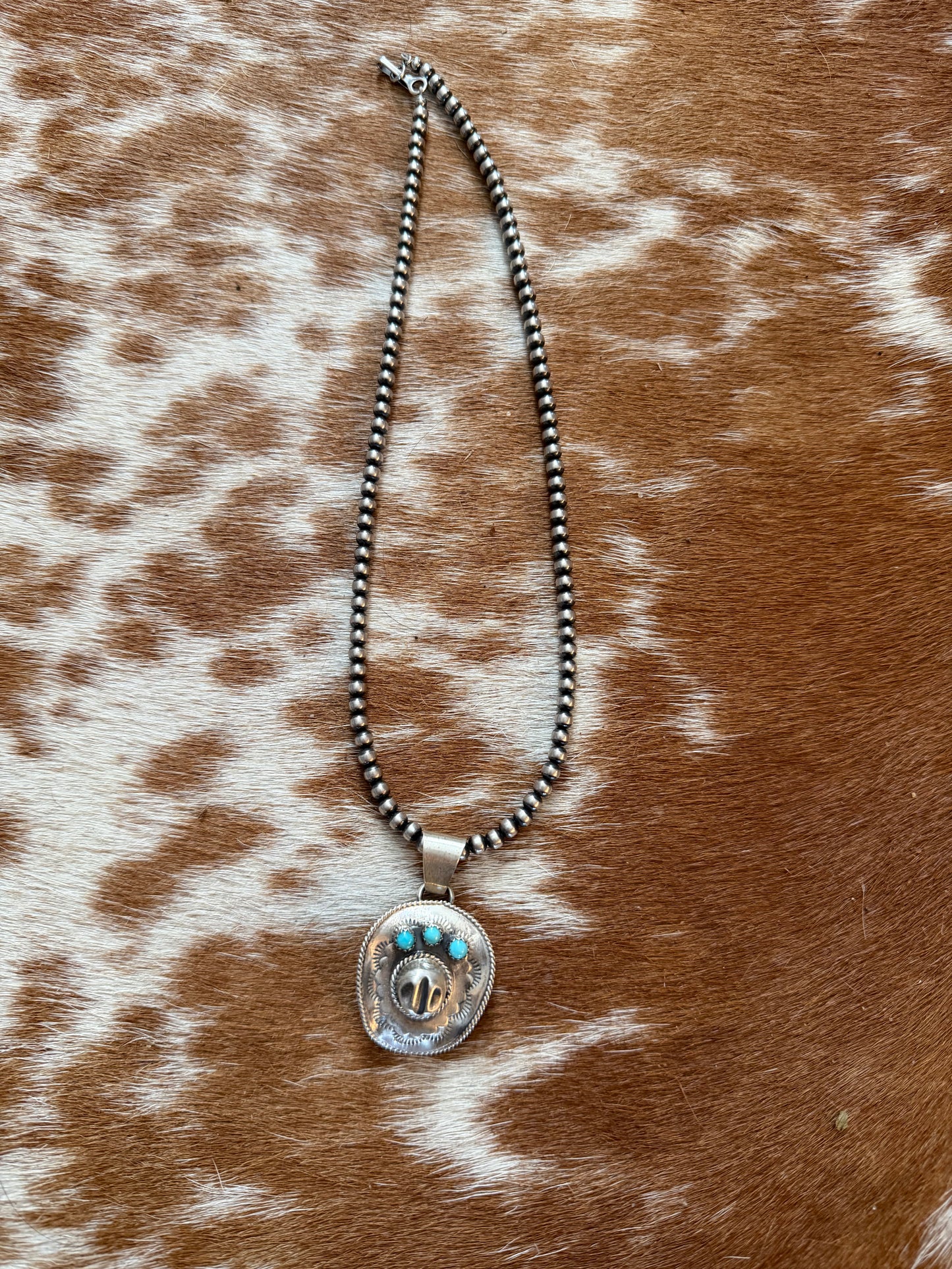 Cowboy and Kingman turquoise pendant