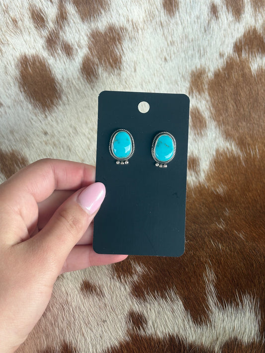 Turquoise studs with silver