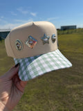 Green checkered hat