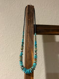 23" Turquoise hematite & silver pearl necklace