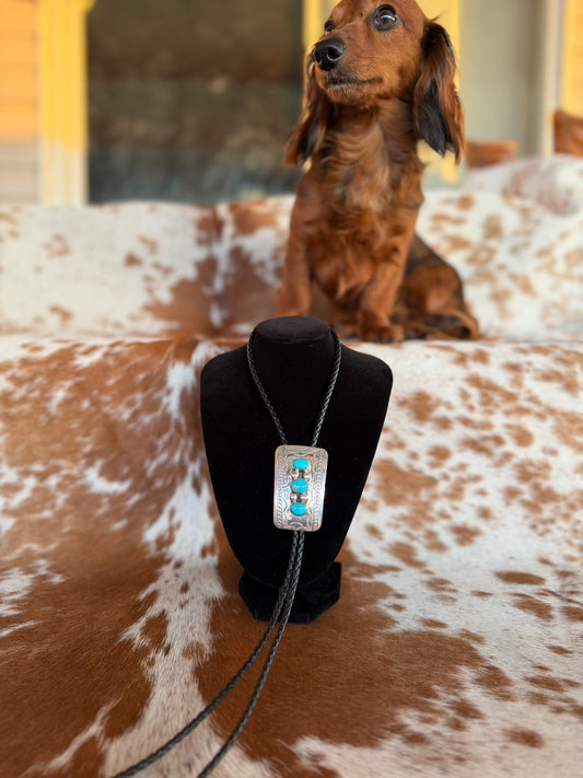 Small turquoise bolo tie