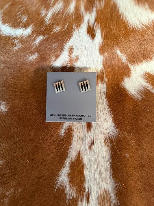Sterling silver square studs