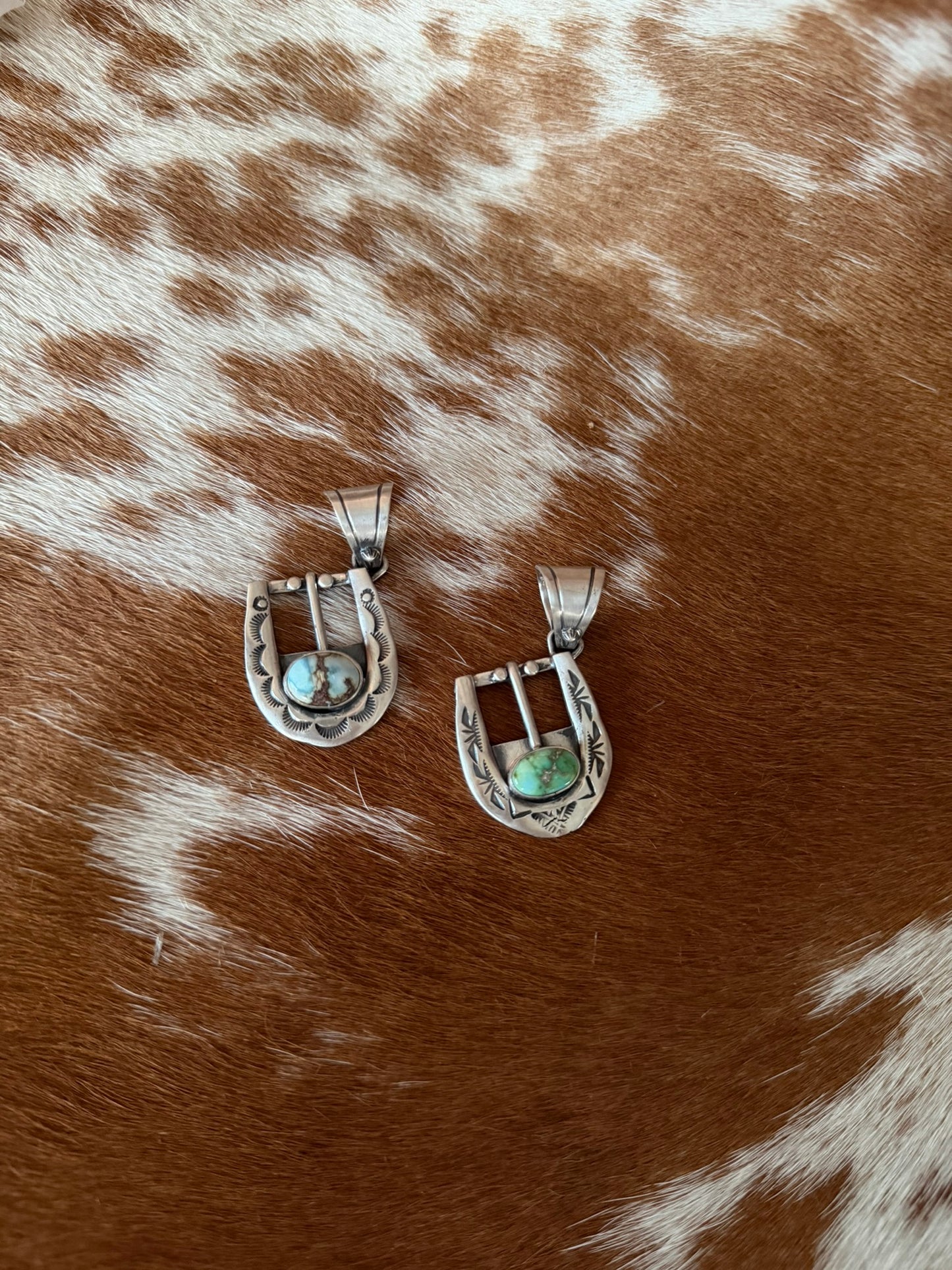 Turquoise belt buckle pendant