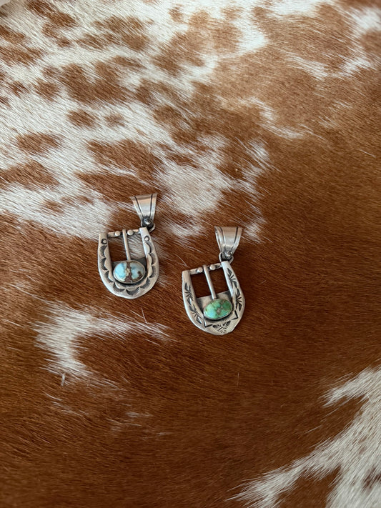 Turquoise belt buckle pendant